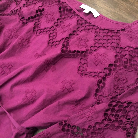 LOFT - Raspberry Embroidered Shift Dress - Picture 3 of 3